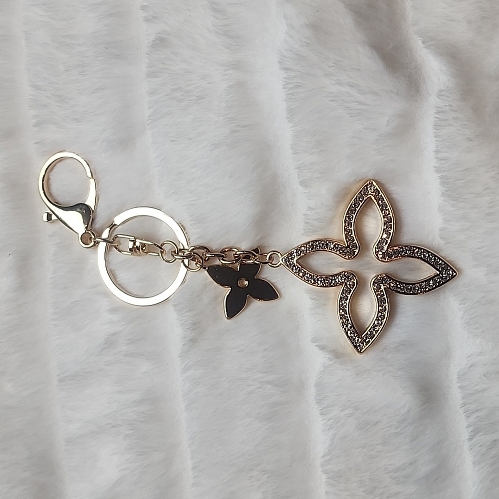 Crystal Fleur Reversible Bag Charm/Keychain